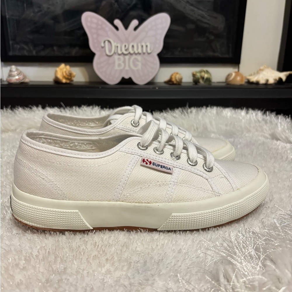 Superga Off-White Lace-Up Sneakers